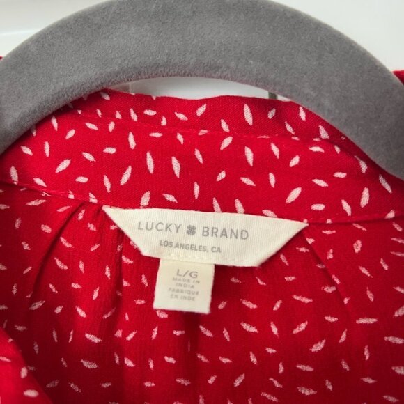 Lucky Brand red white abstract print buttondown large - Picture 3 of 7